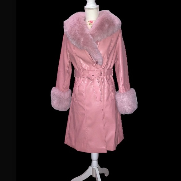 Barbie Pink Faux Fur Trench Coat -LAST ONE - Picture 11 of 12